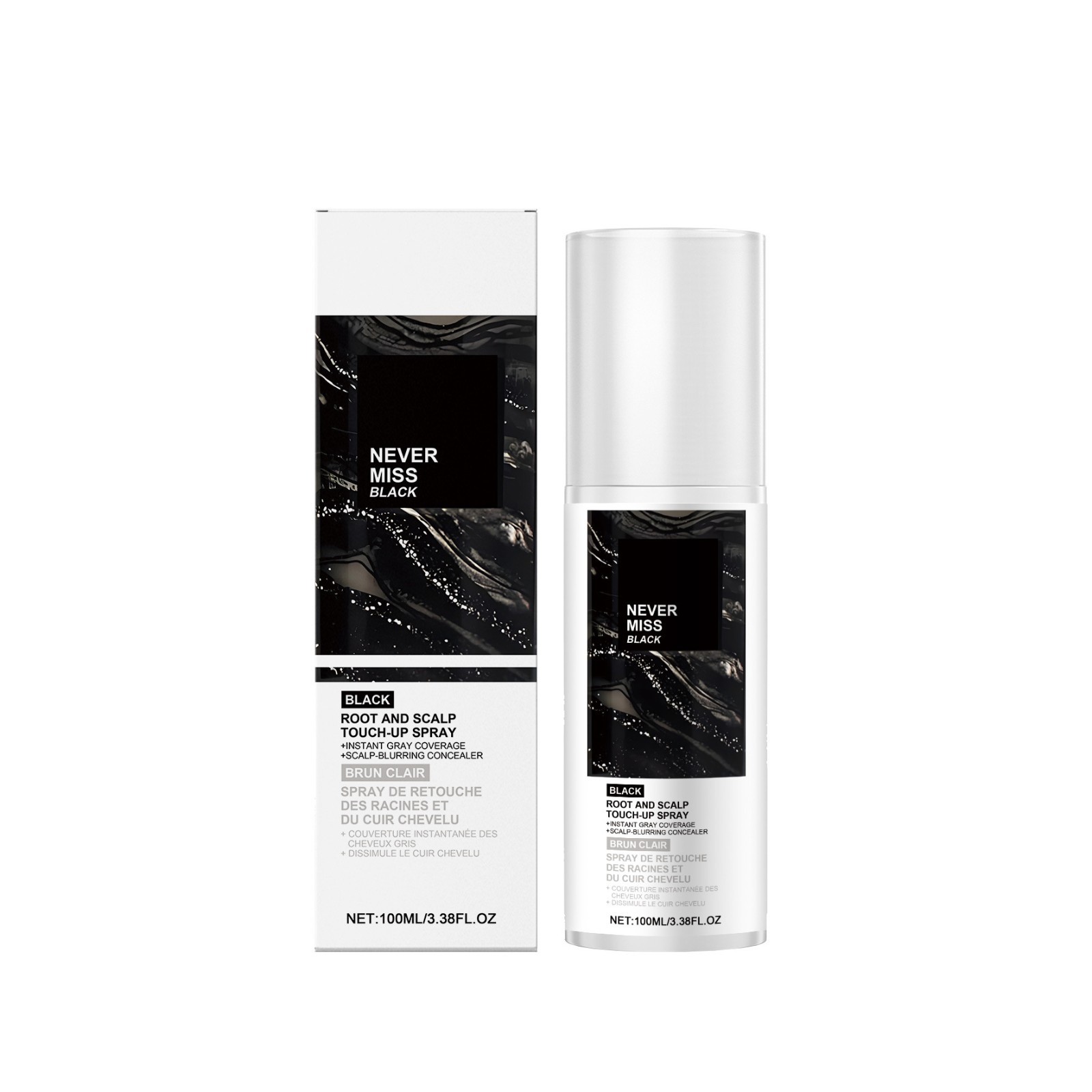Never Miss Root and Scalp Touch-Up Spray for Gray Coverage &ndash; Dark Brown Hair