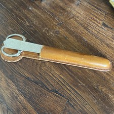 Antique SOLINGEN Germany Scissors  Letter Opener Desk Set Leather Case