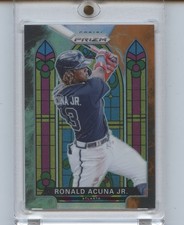 2021 Panini Prizm Stained Glass Ronald Acuña Jr. #SG-4 Cosmic Haze Orange Prizm