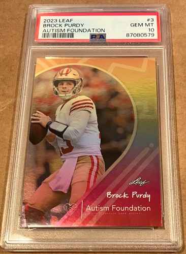 2023 Leaf Autism Foundation Brock Purdy  PSA 10  Gem Mint  49er's  Iowa State