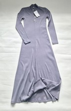 Zara Ribbed Maxi Dress BNWT Size S Small Quarter Zip Long Sleeve Grey Purple