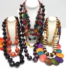 VINTAGE TO NOW BOHO THEMED FASHION /COSTUME JEWELRY NECKLACE LOT