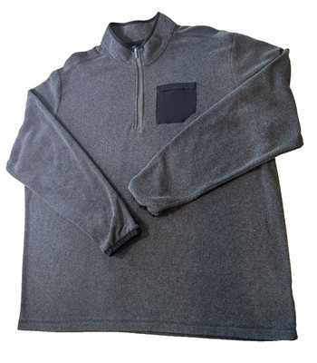 adidas Primegreen Men s Gray 1/4 Zip Fleece Mock Neck Pullover Top 2XL