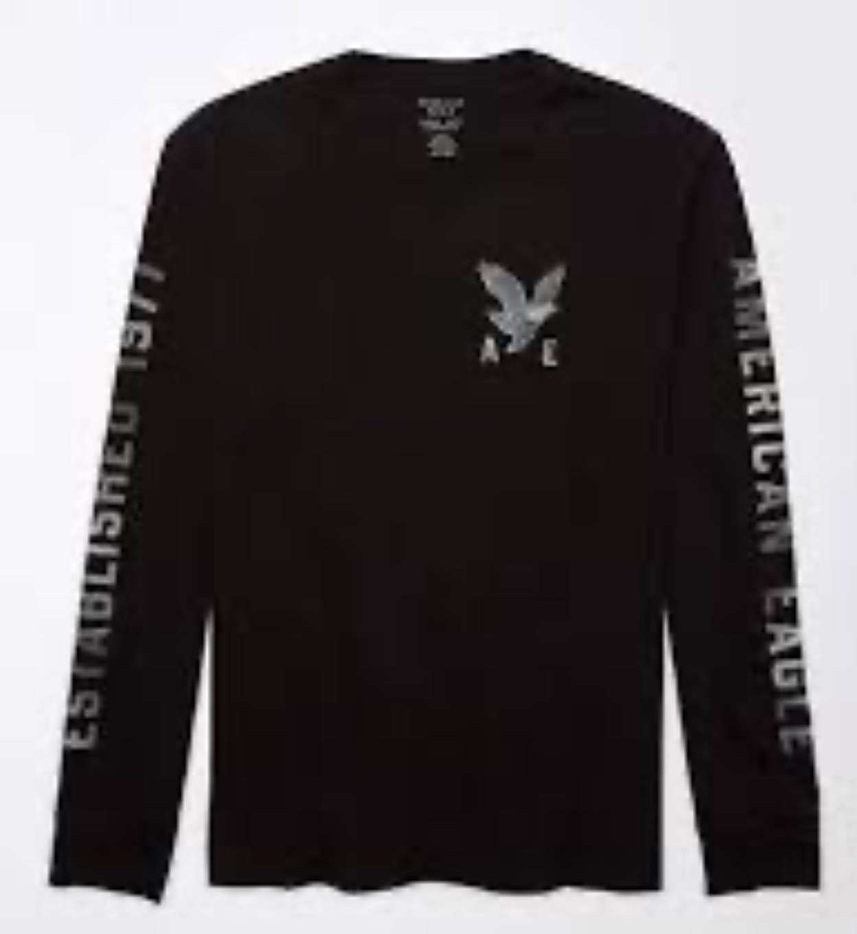 American Eagle M Super Soft Long Sleeve Graphic T-Shirt Black XS 017-1182-3292