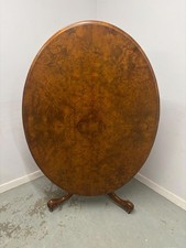 Victorian Walnut Tilt Top Centre Table, Oval Breakfast Table on Carved Base