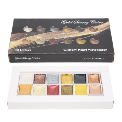 12Pcs Aquarell Farbe Metallic Color System Highlight Dimming Aquarell Set F AK