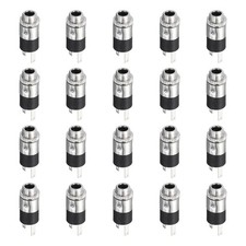 20 Pcs 3.5mm Vertical 3 Pins TRS Audio Socket Threaded with Round Nut
