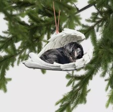 Newfoundland Dog Sleeping Angel Ornament, Newfoundland Dog Angel Wings Ornament