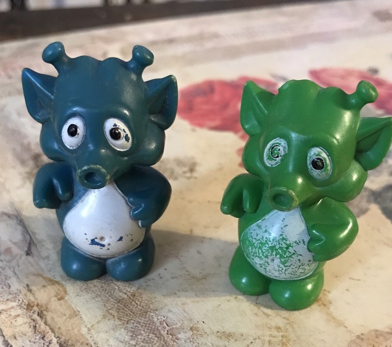 Lot Of 2 Space Playworld 1984 Green Blue Alien Figure Toy Figure Vintage