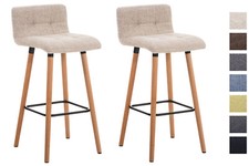 2er Set Barhocker Lincoln Stoff mit Lehne Holzgestell 4-Fu&szlig; Gestell Barstuhl