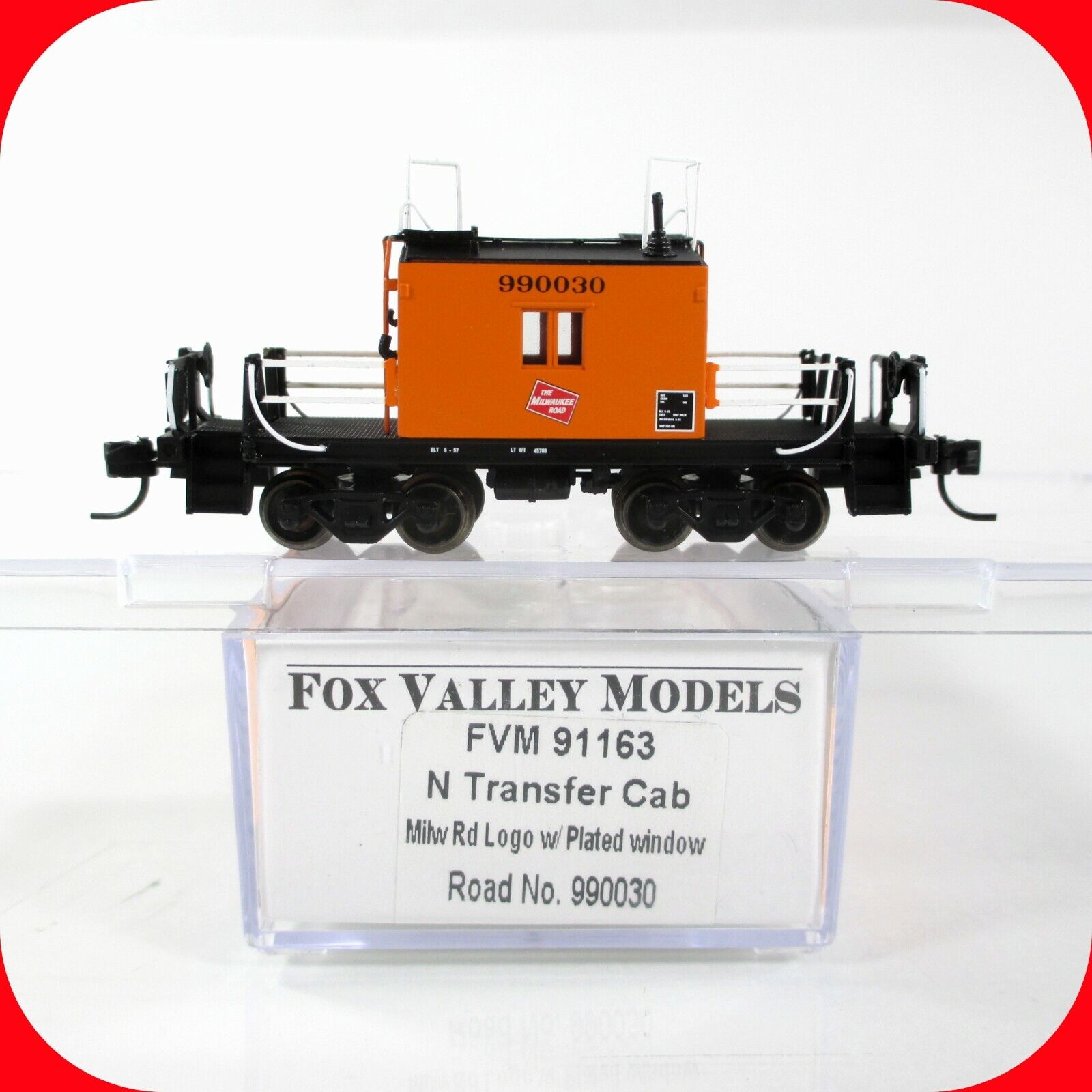 N Scale MILWAUKEE ROAD Short Roof Transfer Caboose MILW 990030, Fox Valley 91163