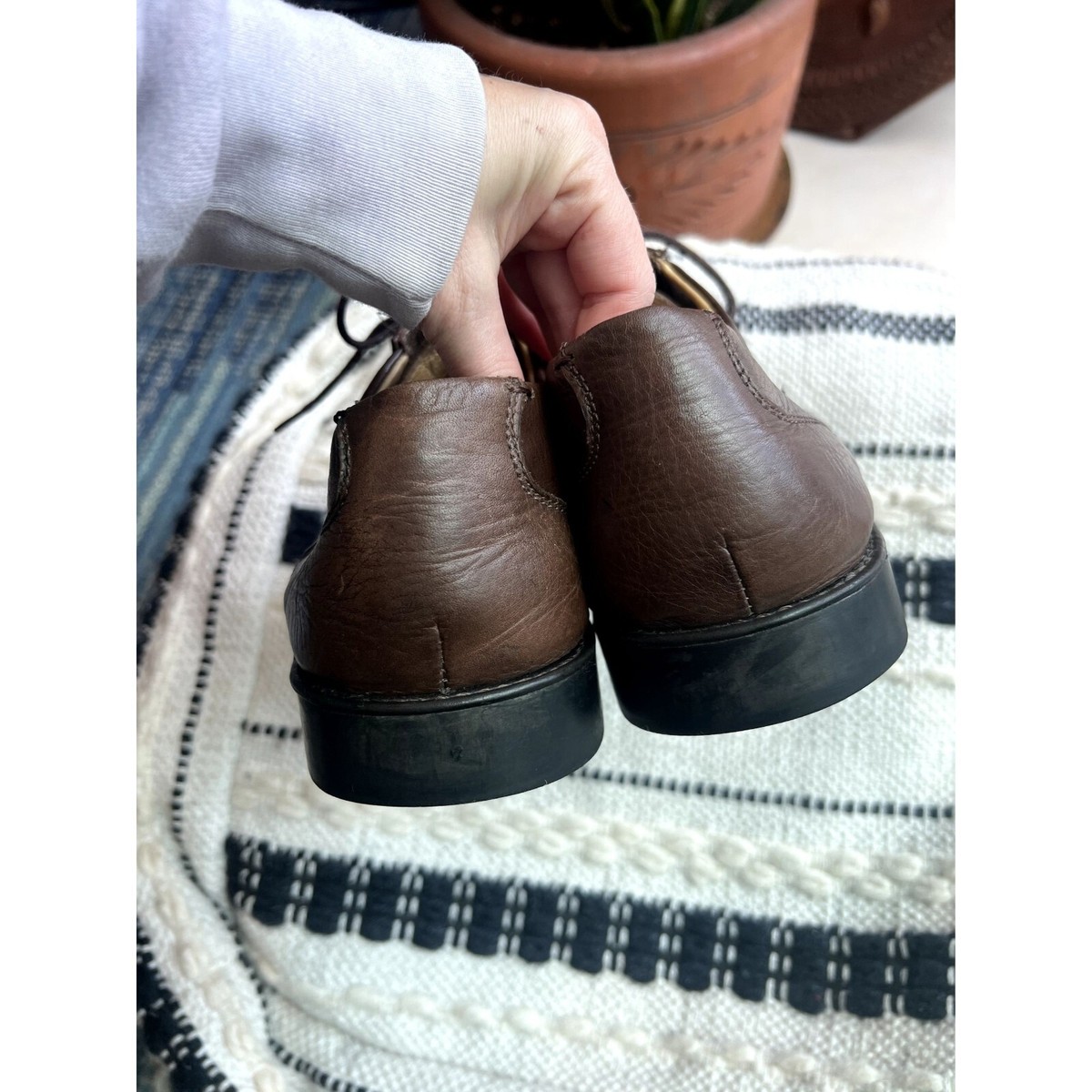 Belvedere Men\'s Brown Soft Pebble Leather Dress Shoes Size 12 D BELVEDERE Duke Soft Pebble Leather Oxfords Cap Toe Dress  main image 4