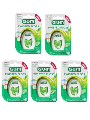 5x  GUM Twisted Floss 5 x 30m Zahnseide Zahnzwischenraum reinigen