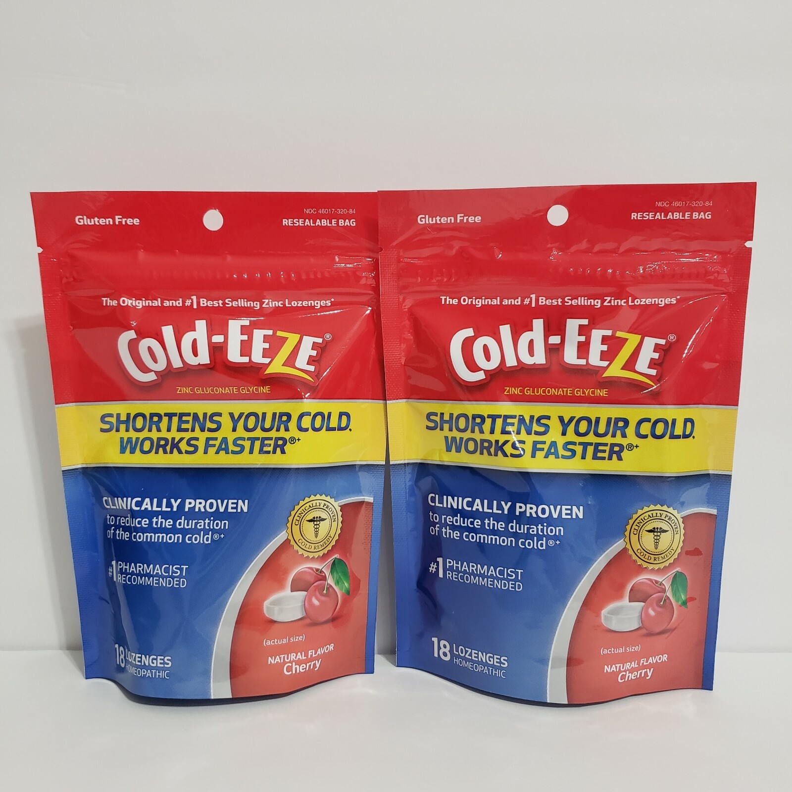 ColdEeze Zinc Lozenges Natural Cherry Flavor Resealable Bag New Lot of