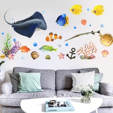 Under The Sea Removable Wall Decals Ocean Wall Sticker for Kids Baby Bedroom