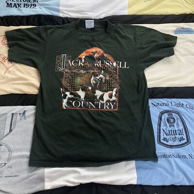Vintage Jack Russel Country Shirt M Medium Gildan Y2K Green Vintage Jack Russel Country Shirt M Medium Gildan Y2K Green
