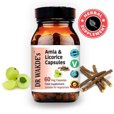 DR WAKDE'S Amla & Licorice Capsules | 60 Veg Caps | Ayurvedic Supplement | Ve...