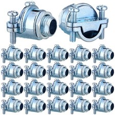 10 Pcs 1/4 Inch NM Clamp Type Cable Connectors for Metallic Conduit Silver