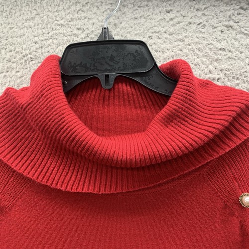 Adrienne Vittadini Sweater Top Woman's L Red Cowl Neck Pullover 3/4 Flare Sleeve - Picture 8 of 14