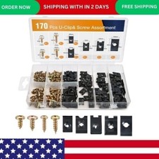 170Pcs Car U-Clip and Screw Assortment Kit 9 Different Sizes Automotive U Nut an