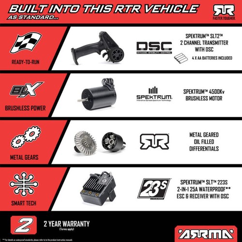 ARRMA 1/16 MOJAVE GROM 223S DSC 4X4 RTR Brushless Desert Truck - Black - Picture 19 of 20