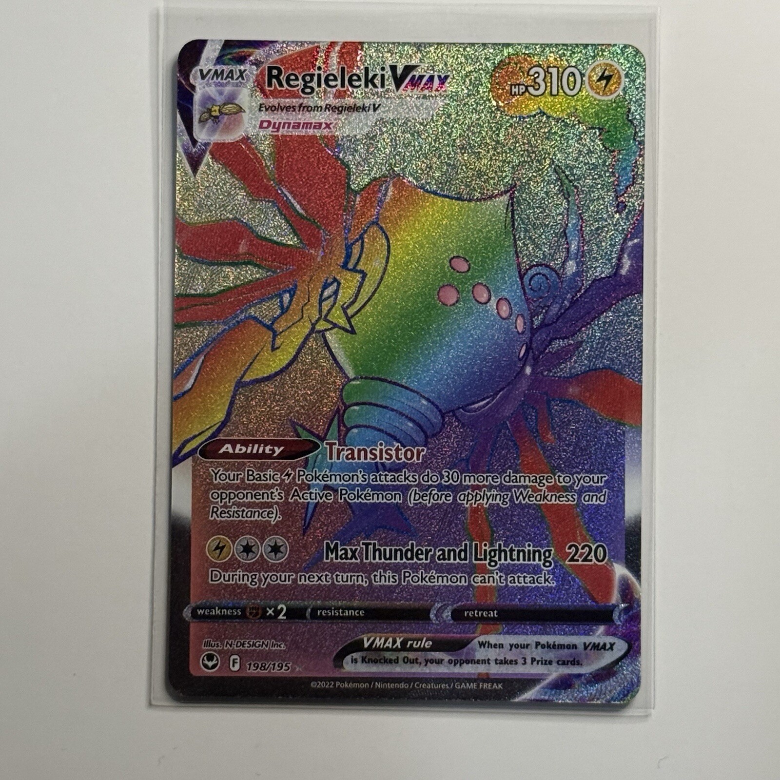 Pokemon Card Regieleki Vmax 198/195 Silver Tempest Secret Rare NM