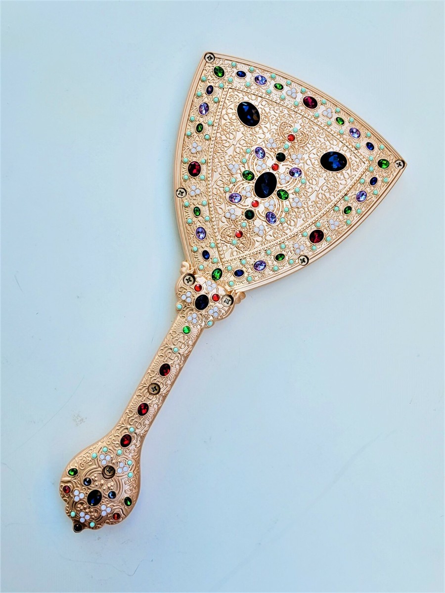 Vintage Style Jeweled Filigree Hand Mirror Britney Spears Lucky
