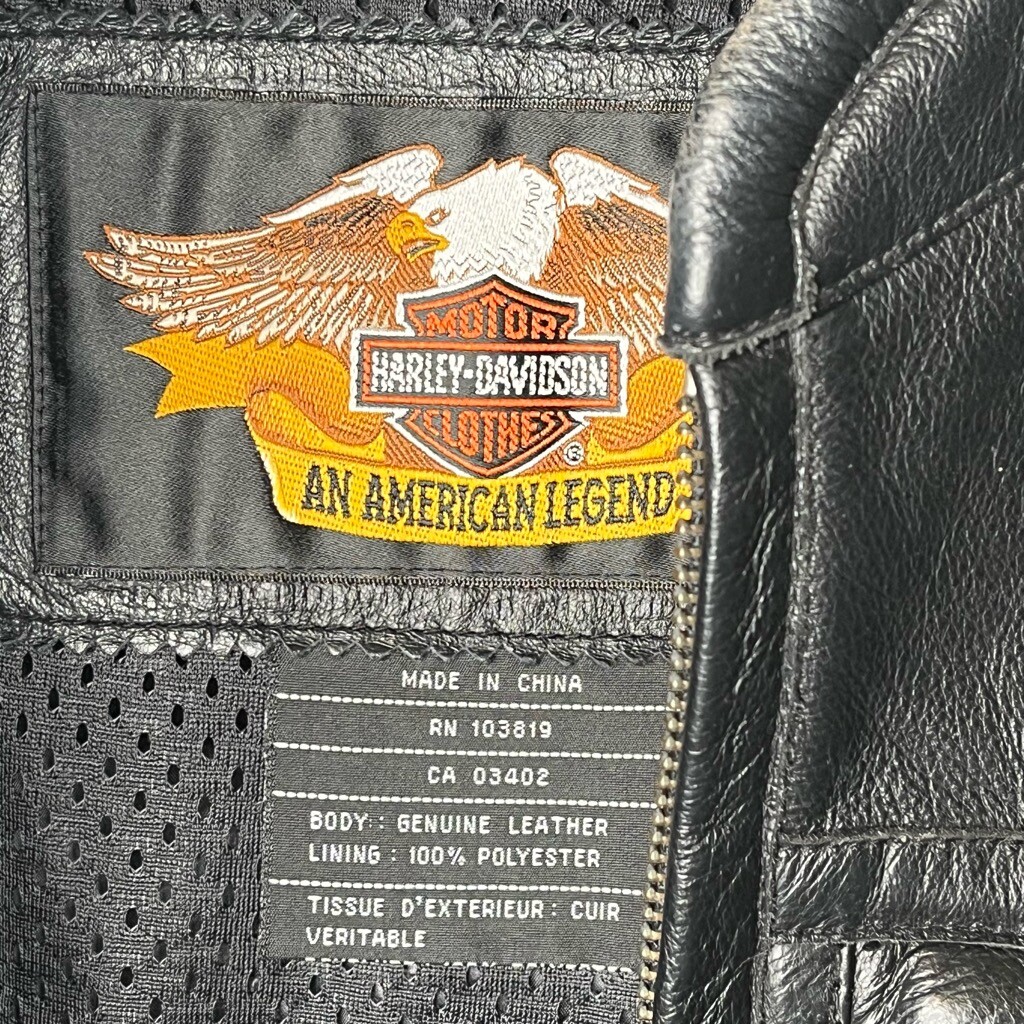 Harley Davidson Black Leather Embossed Motorcycle Jac… Gem