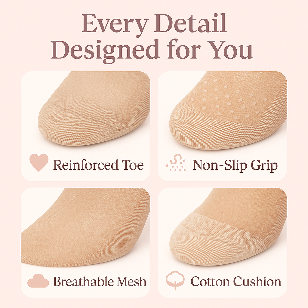 SAOLA 10 paia calze alla caviglia trasparenti suola antiscivolo in cotone punta rinforzata