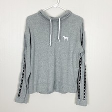 Victoria  s Secret Pink Sweatshirt Womens Small Gray Pullover Lightweight Hoodie