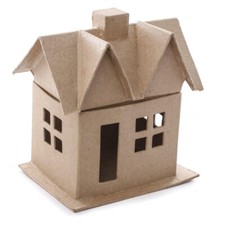 Grou of 2 Ready to Decorate 6" Paper Mache Houses with Removable Roofs