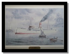 J J Sister steam ship Compania Trasmeditteranea framed print G Aledo free p&p UK