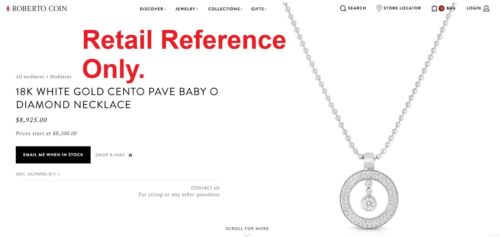 $8,925 Roberto Coin 18K White Gold Cento 0.80ct Diamond Pendant 16'' Necklace - Picture 2 of 8