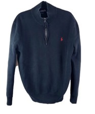 Polo Ralph Lauren Men's XL PIMA COTTON Quarter-Zip Black Pullover Sweater