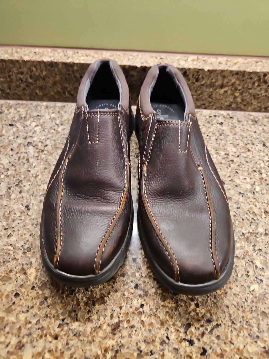 Clarks Cotrell Step Leather Slip on Loafers Mens 8.5 Brown Comfort Shoes