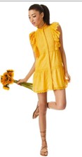 Alice and Olivia Pimmy Ruffle Collar Shift Yellow Dress Size 0
