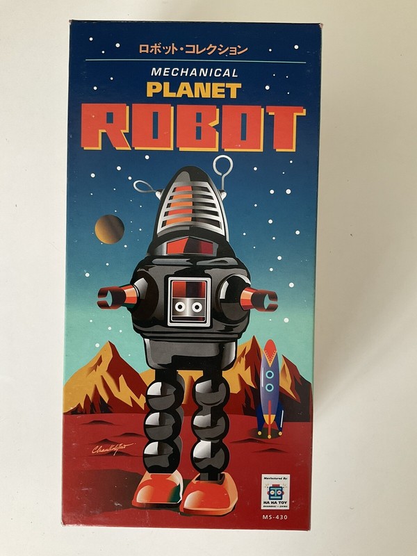 Vintage Robot Metal Wind Up MECHANICAL PLANET ROBOT  HA HA TOY SCHYLLING