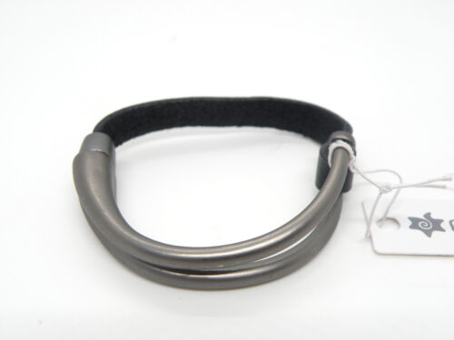 NWT Caracol Signed Leather Women Silver Tone Jewelry Bangle Bracelet - 34c11 - Afbeelding 1 van 2