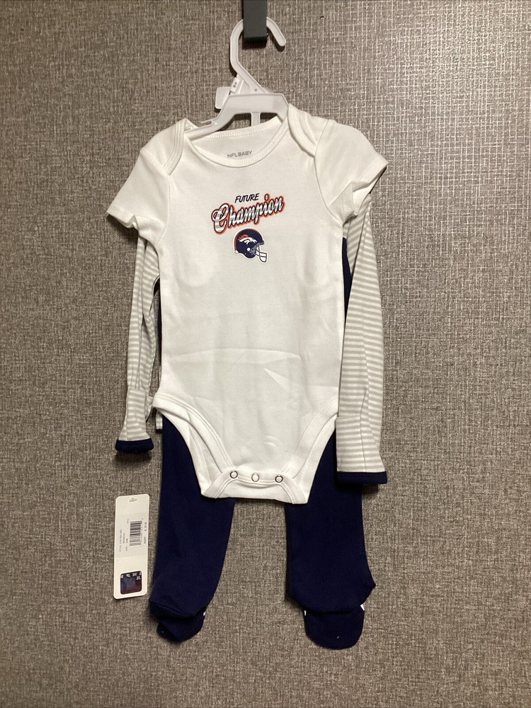 NFL Denver Broncos Children Unisex Future Champ 3Piece Set, 6-9 Months, White