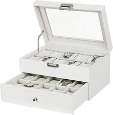 Watch Box Organizer 20 Slots Men Watch Case Display Storage Holder Metal Hinge W