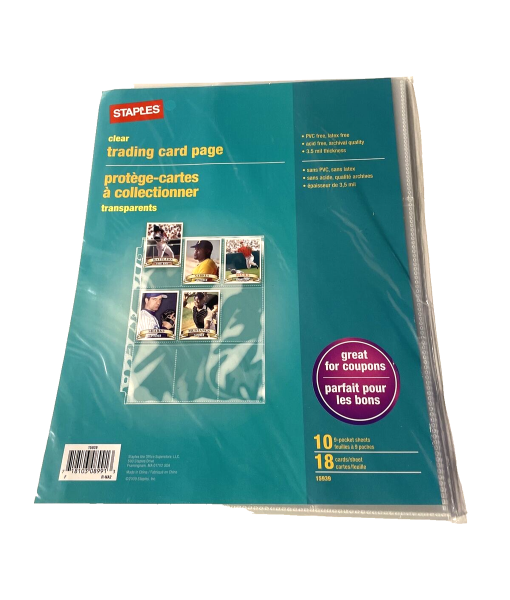 staples trading card binder Amazon.com: Staples Trading Card Pages, 9Pocket Clear Sheet Protectors,  3Hole Punched for Standard Binders, AcidFree Card Storage, 50Pack : Toys  & Games