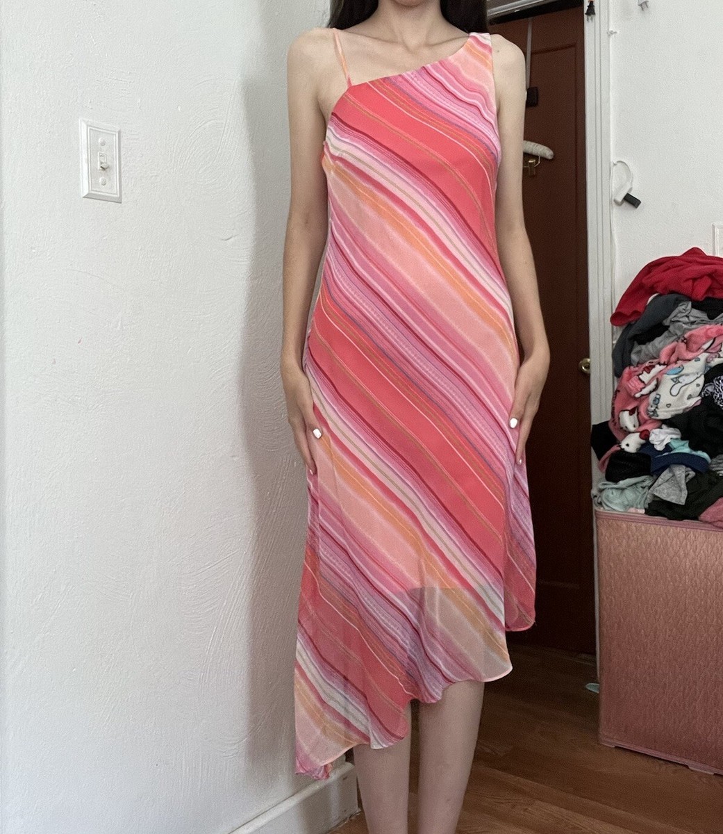 striped asymmetrical dress A.W.A.K.E.MODE Size XL Beige Navy Cotton Stripe Asymmetrical Dress