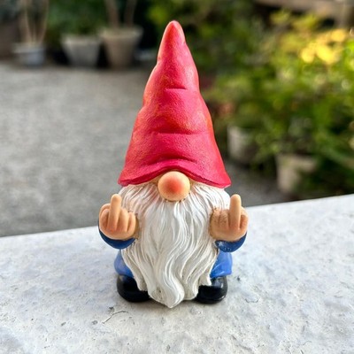Middle Finger Gnome Mini 3.5in,Double Bird - Naughty 3.5in Male, Red