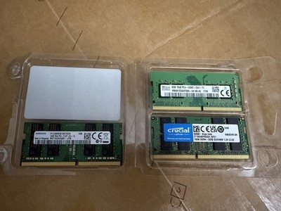 Laptop Ram Lot DDR4 - Two 16GB and One 8GB - Crucial, Samsung, and SK Hynix