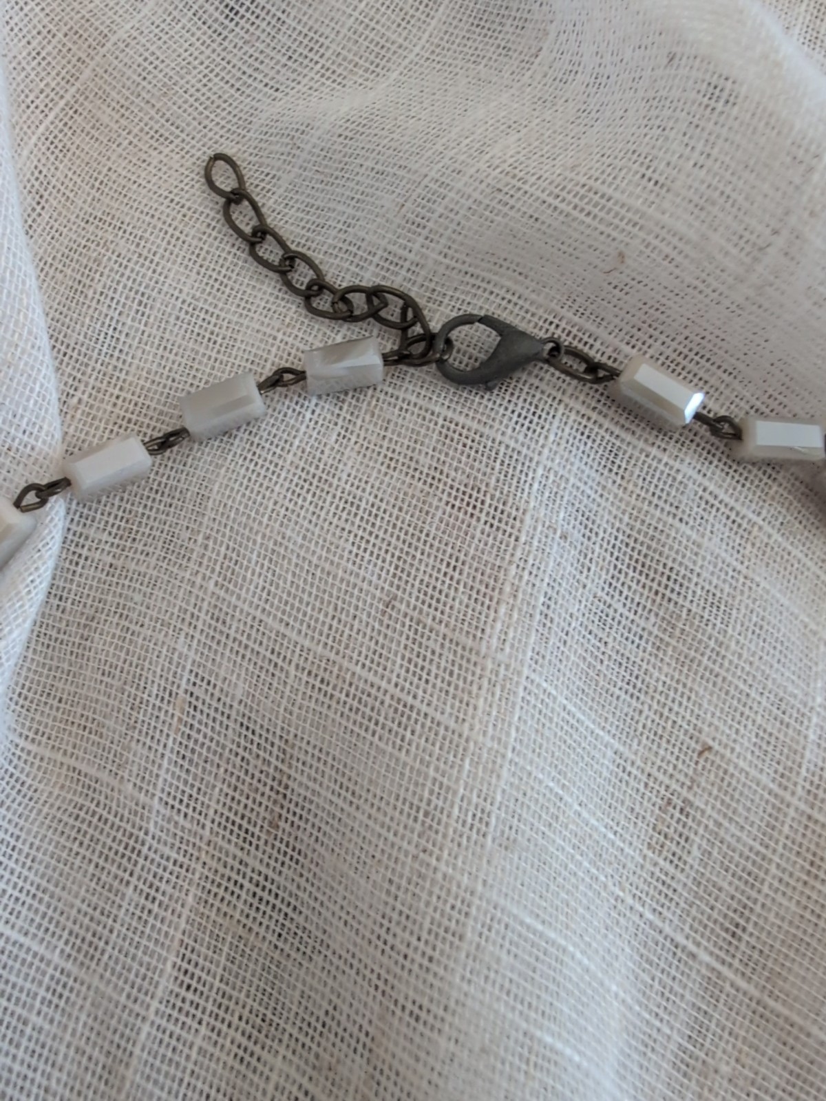 Vintage  4 Strand Rectangular Iridescent Bead Lay… - image 5