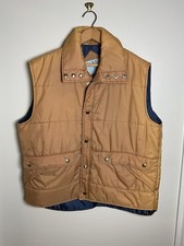 Vintage 1980s Puffer Vest Snap Button Leisure Wear Retro Pockets VTG 80s Large