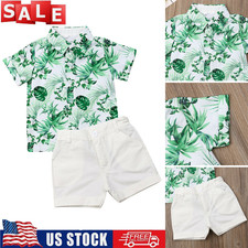 Infant Baby Boys Summer Outfit Button Short Sleeve Shirt Tops Shorts Clothes Set