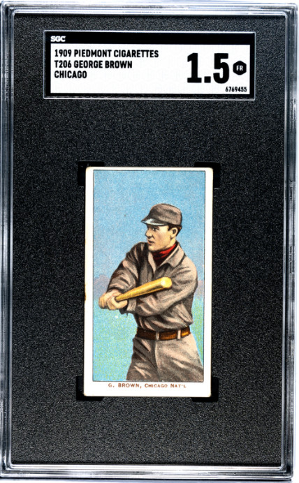 1909 T206 George Brown Chicago SGC 1.5 Pidemont 150 / 25 Baseball Card