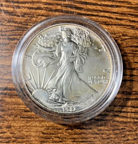 1987 1 oz Silver American Eagle Dollar (Uncirculated) With Some Nice Toning