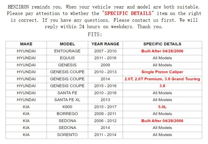Pastilla de freno trasera de cerámica para Hyundai Equus 2011-2016 4,6 L 5,0 L Signature Ultimate Foto 2 de 4